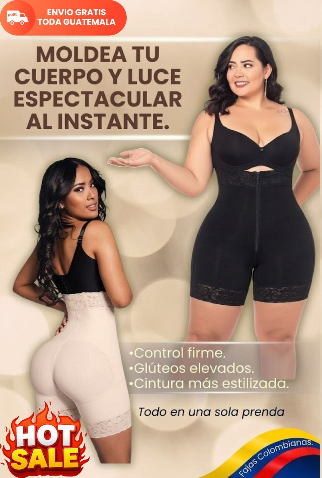 Faja short- Control abdomen - Levantamiento de glúteos - Definición de cintura.