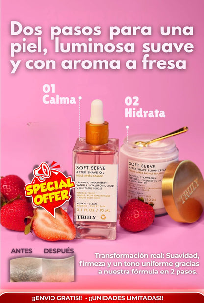 COMBO TRULY ACEITE Y CREMA - TONO UNIFORME, HIDRATACIÓN CONTINUA Y TEXTURA SUAVE DESPUÉS DE CADA AFEITADA.