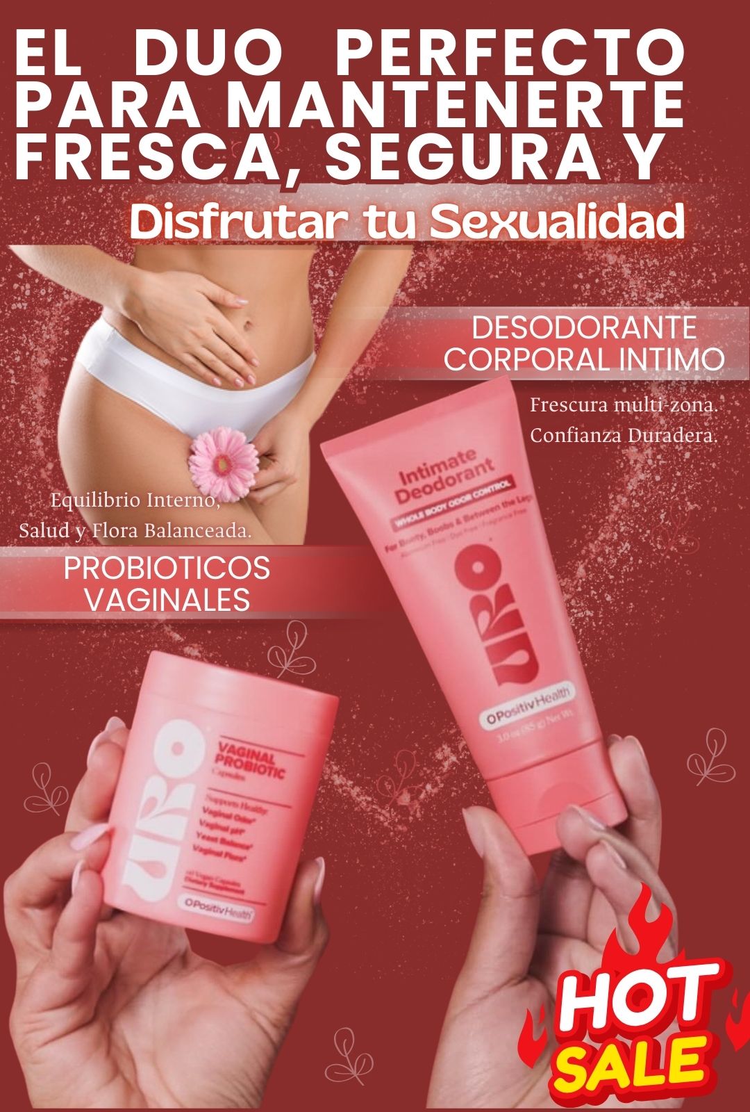 URO: Sistema Dual de Confianza Íntima 24/7. Probióticos Vaginales + Crema Desodorante.