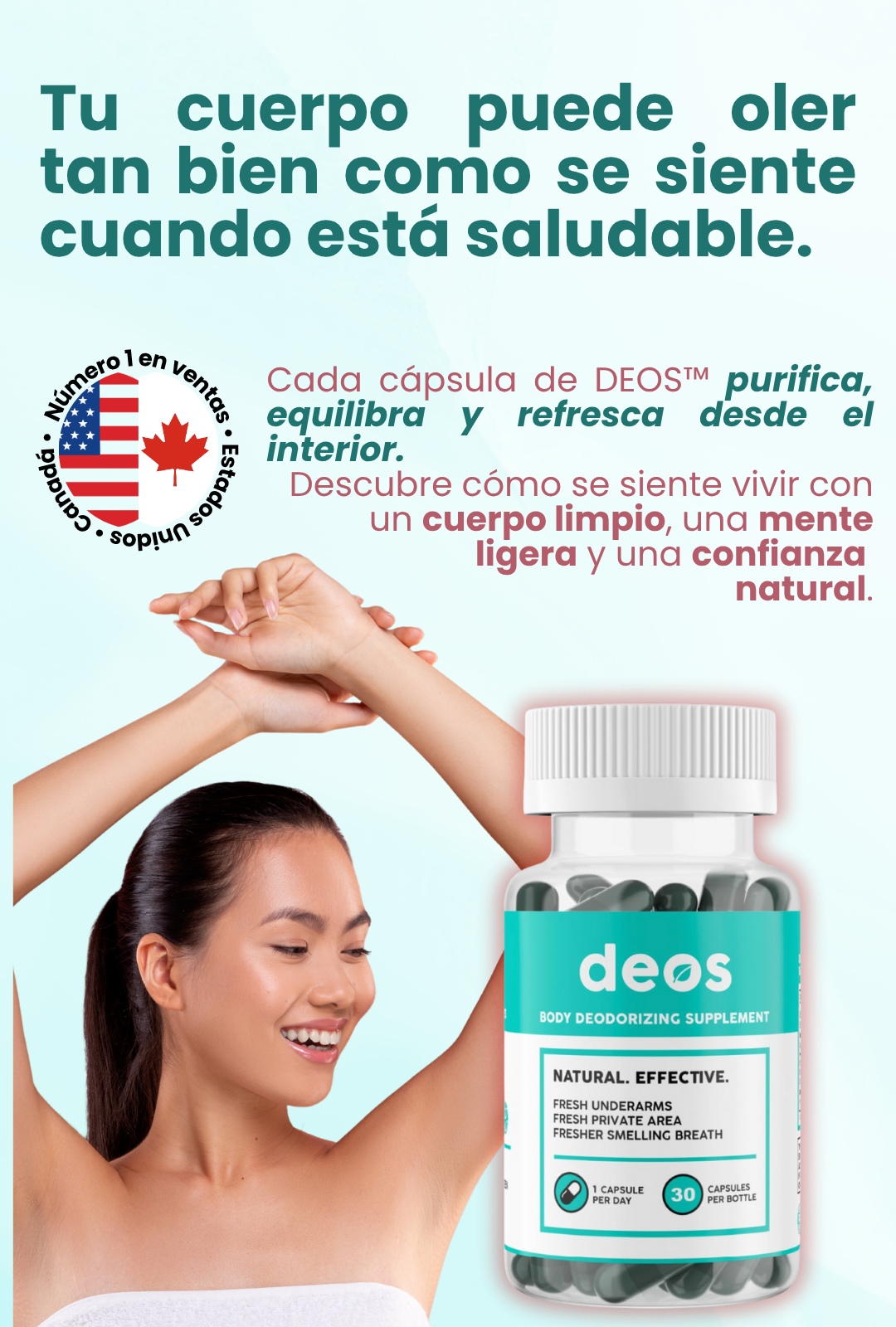 DEOS Suplemento desodorante interno – Elimina el Olor Corporal, Purifica tu Cuerpo y Mejora tu Bienestar.